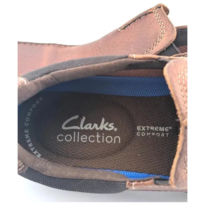 Clarks Mens Size 7 Bradley Free Slip On Leather Loafers Tan Tumbled Shoes 54366 - SoleComfort.shoes