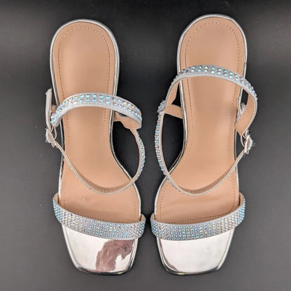 Women's Size 8.5 Stiletto High Heels Square Open Toe Sandal w/ Ankle Strap-Sexy! SoleComfort.shoes