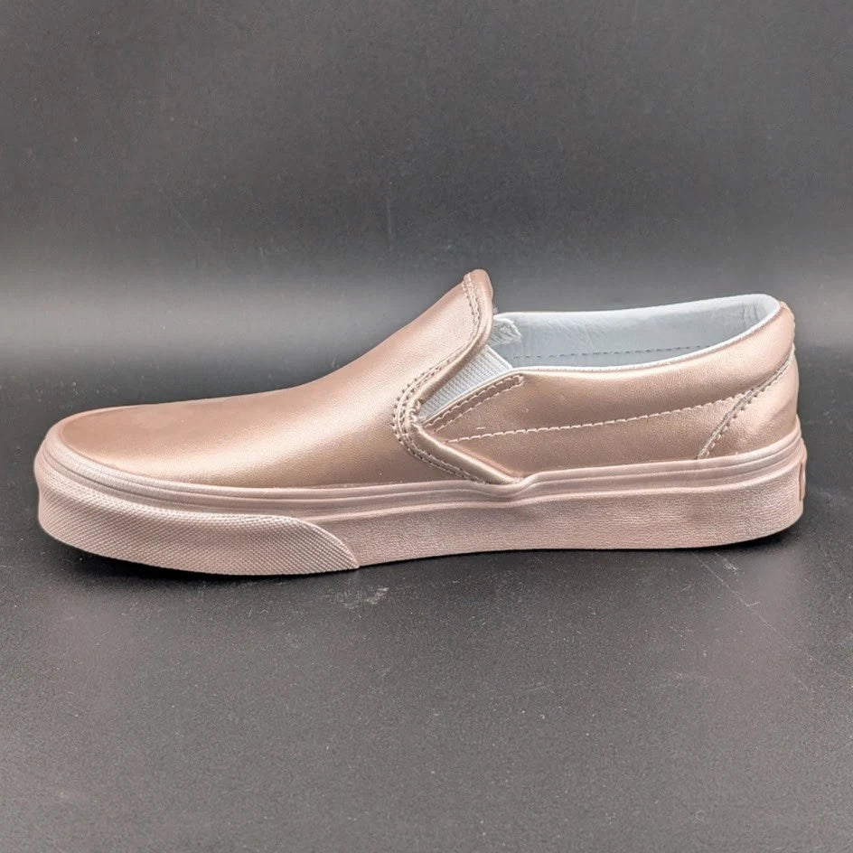 Women's Sz 6 Vans Classic Slip-on Metallic Sidewall Rose Gold VN0A38F7QTU VANS
