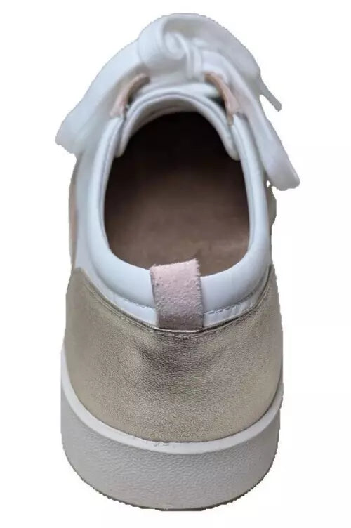 Vionic Leather Winny Walker Sneaker Size 8W 1028W White Gold New NoBox AMPA Approved