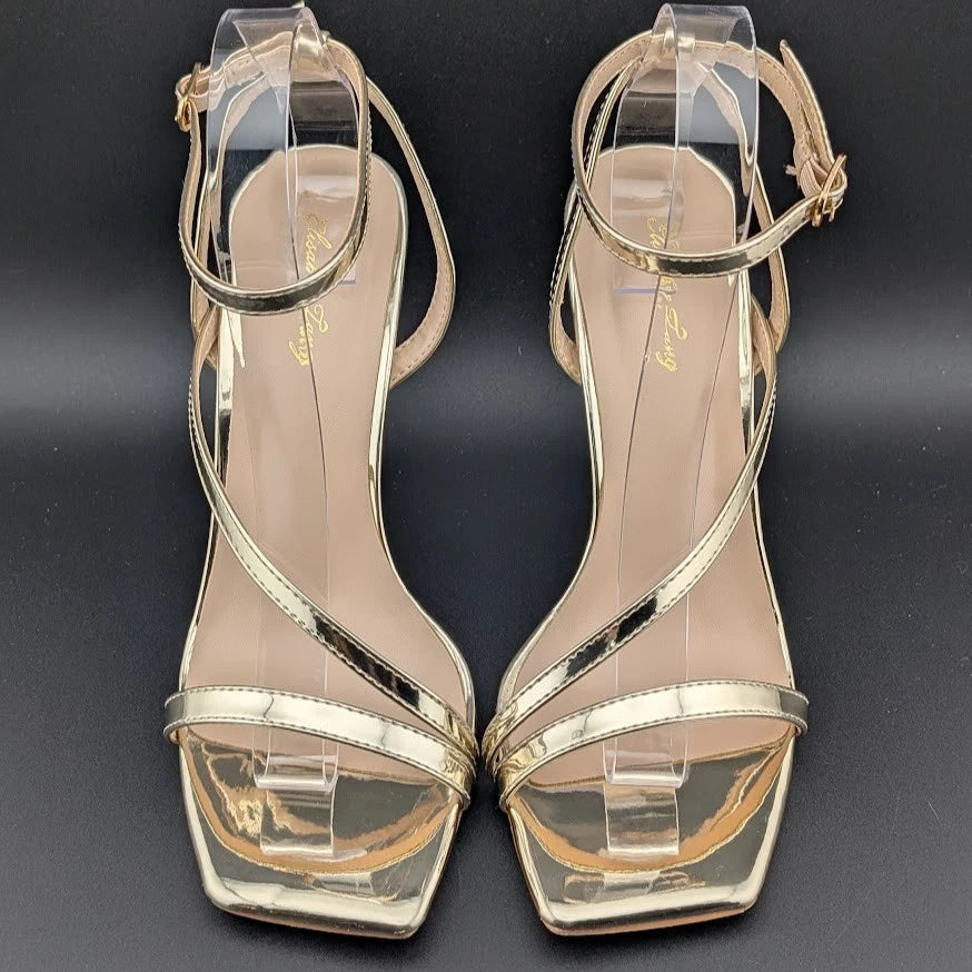 Women Sz 8 High Stiletto Heels Square Open Toe Sandal Ankle Strap Sexy Elisabet Tang SoleComfort.shoes