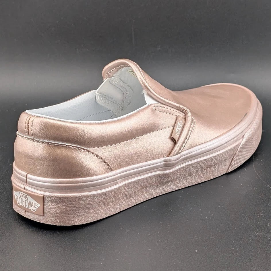 Women's Sz 6 Vans Classic Slip-on Metallic Sidewall Rose Gold VN0A38F7QTU VANS