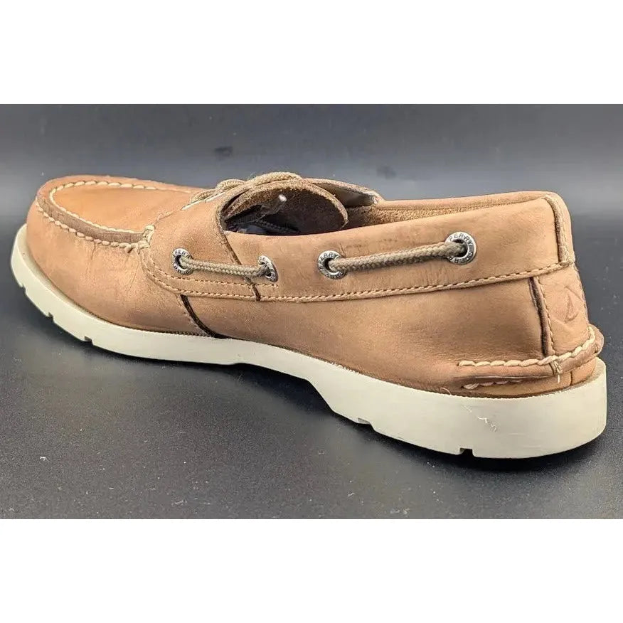 Sperry Top Sider Size 8 Leeward, 2-Eye Boat Shoes, Sahara Tan Leather 0777894 SoleComfort.shoes