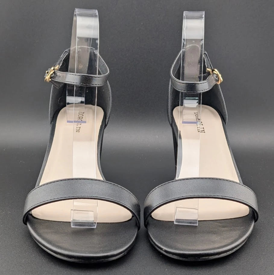 Women’s 8.5W Chunky 2.5" Heeled Sandals Round Open Toe Ankle Strap Dress Shoes SoleComfort.shoes