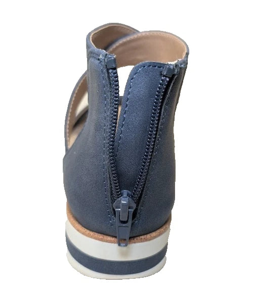 LifeStride Womens Zoom Navy Flatform Sandals Shoes | 8 Medium | Zipper Back Box