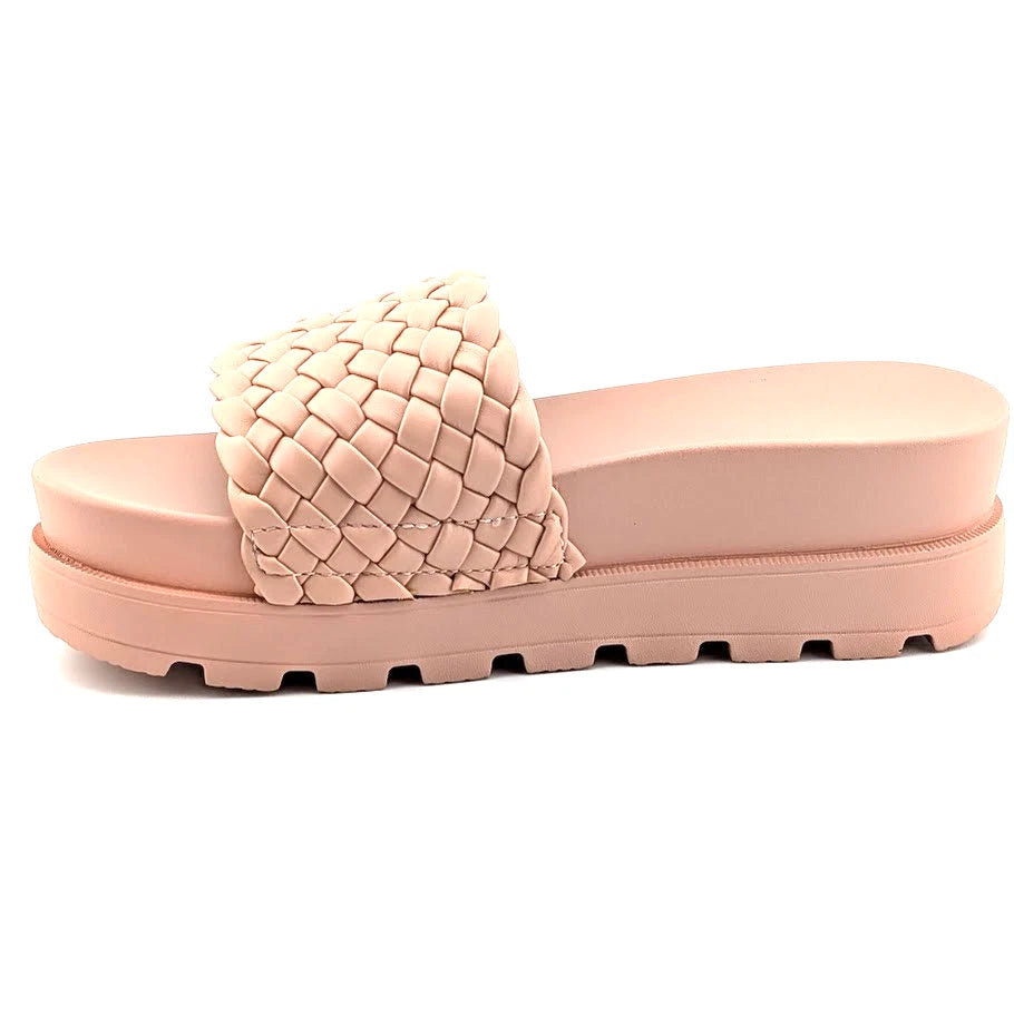 Women's Lucky Step Size 9 Open Toe Braided Slide Wedge Platform Sandals Slipper SoleComfort.shoes