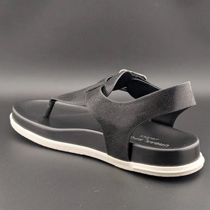 Urban Sport by J/Slides Freya Wos Size 6.5 Sporty Sandals Footbed Black Metallic SoleComfort.shoes