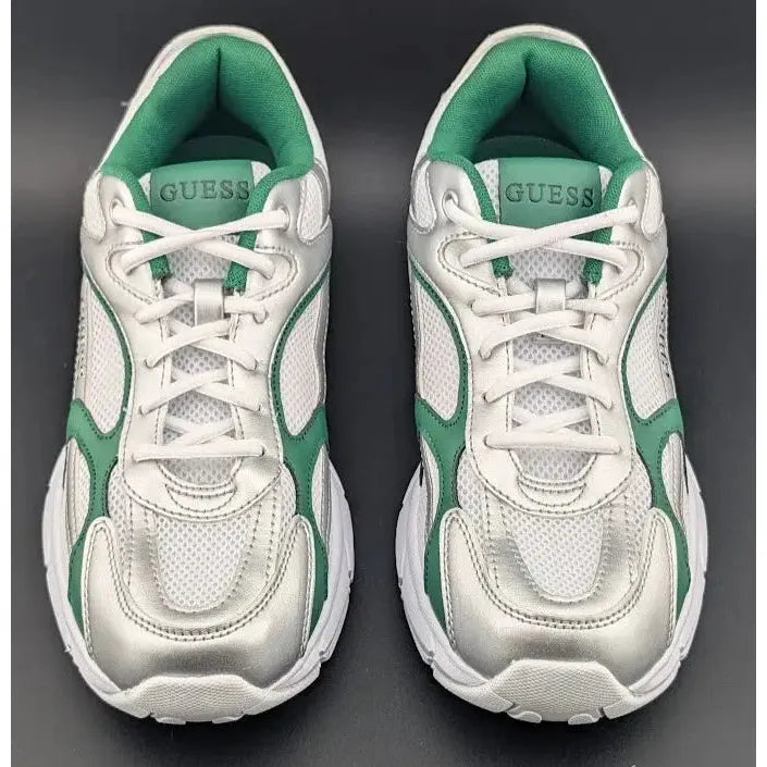 Womens GUESS Size 8 / 8.5 Lotty Glogana-R Sneakers/Shoes White/Forest Green - SoleComfort.shoes