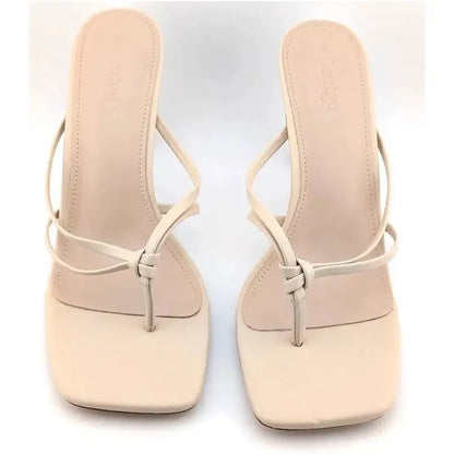 Coutgo Heeled Sandal Strappy Square Toe Fashion Thong Stiletto Size 9.5 Coutgo