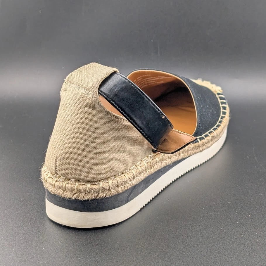 a.n.a Womens Size 9.5M Clara Wedge Sandal Espadrilles w/ Rubber Soles - Black SoleComfort.shoes
