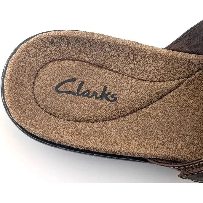 Clarks Collection Ultimate Comfort Sandals Women Size 10M Brown Leather Slides - SoleComfort.shoes