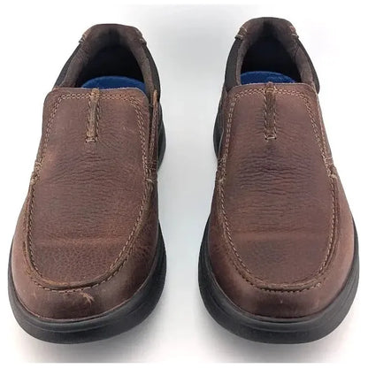 Clarks Mens Size 7 Bradley Free Slip On Leather Loafers Tan Tumbled Shoes 54366 - SoleComfort.shoes