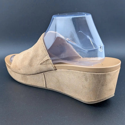 Carlos Santana Delphina Khaki Faux Suede Mules Size 8.5 Excellent Pre-own SoleComfort.shoes
