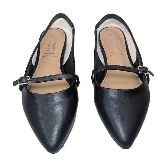 LC Lauren Conrad Women's Size 9.5 Danyelle Black Slingback Flat Shoes LC Lauren Conrad