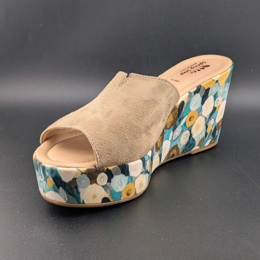 Spring Step Women's EU 41 (US 10) Floral Platform Wedge Sandal - Made In Italy SoleComfort.shoes