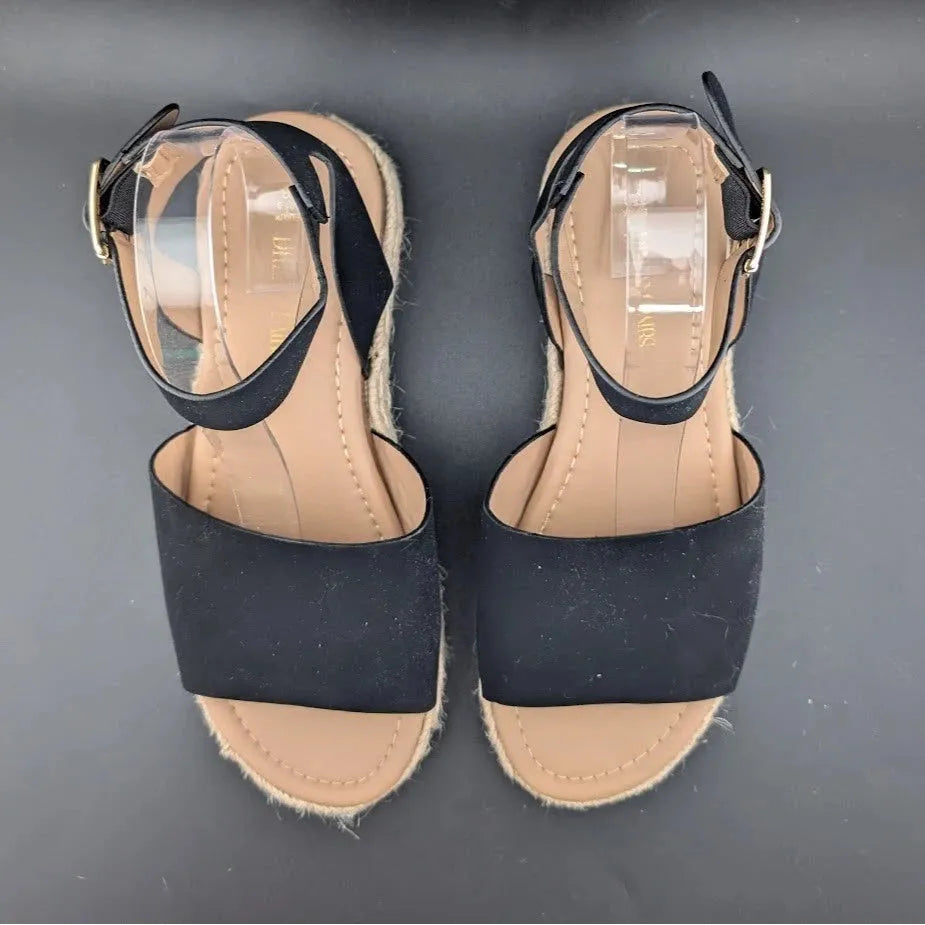 Women's Size 8 Dream Pairs 1-Strap Espadrille Ankle Strap Platform Sandal Black SoleComfort.shoes