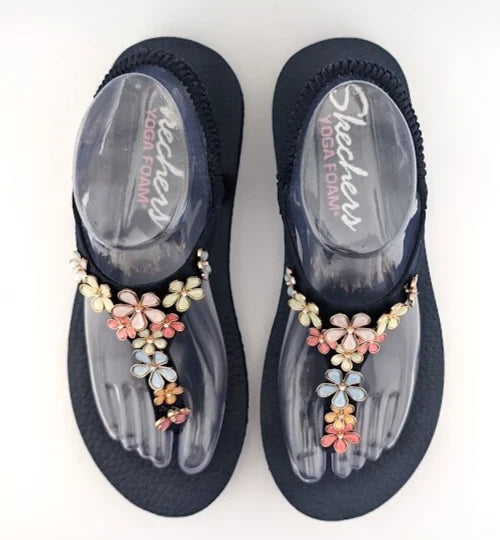 LOT of 2*NEW Skechers Womens Yoga Foam Brown Flip Flop & Blue Cali Sandal Size 9
