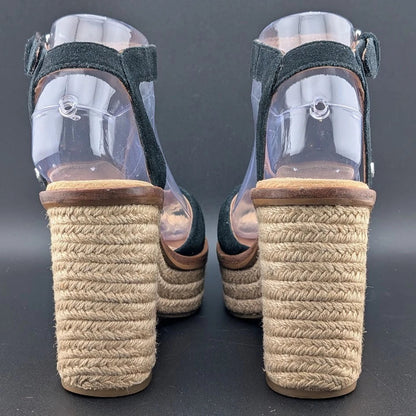 UGG Women's Size 6.5 Laynce Wedge Heel Sandal Black Reconditioned SoleComfort.shoes