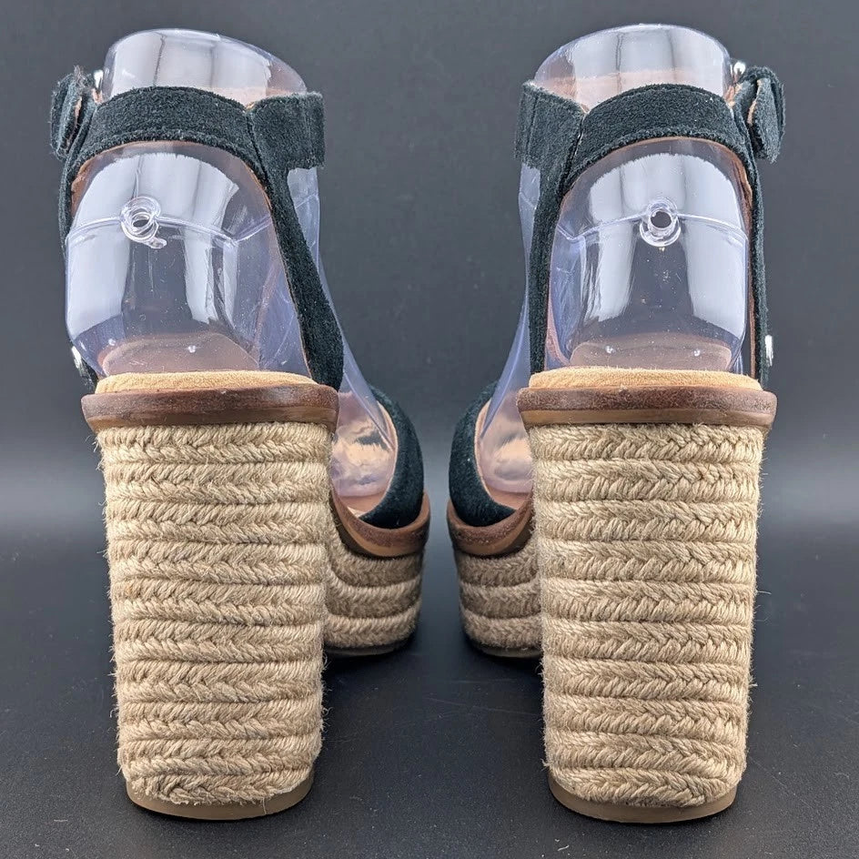 UGG Women's Size 6.5 Laynce Wedge Heel Sandal Black Reconditioned SoleComfort.shoes