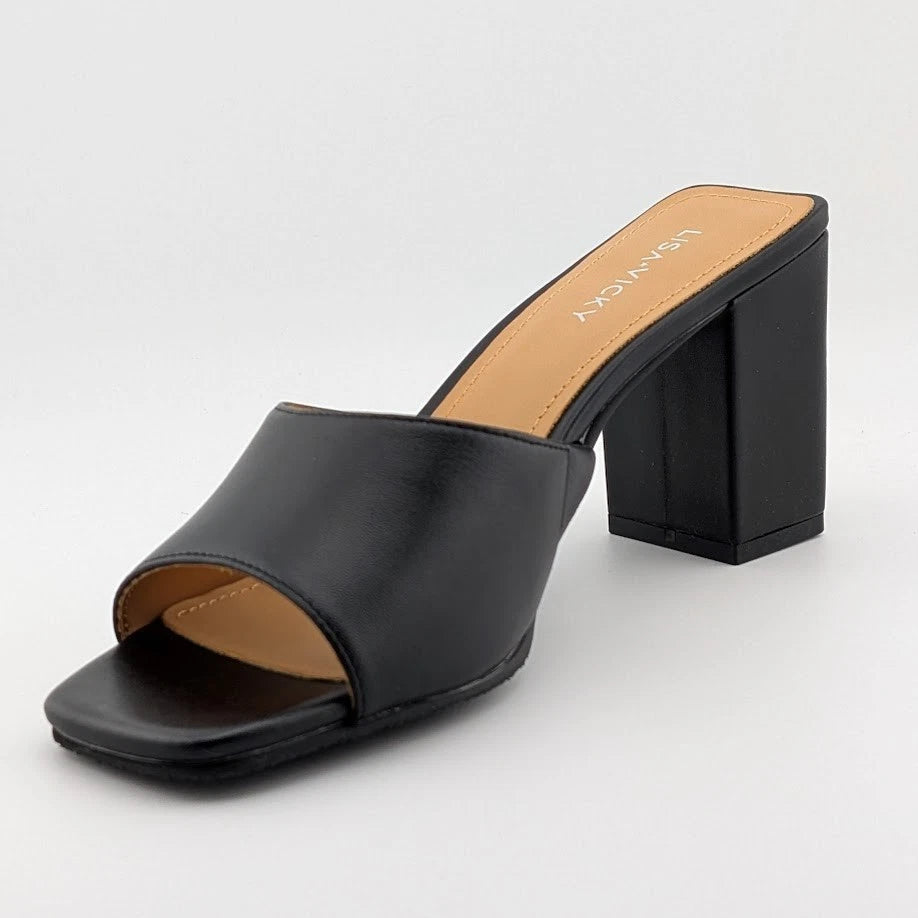 Womens Size 7.5M Nappa Leather Vital-V High Heel Open Toe Mule Slide Sandals SoleComfort.shoes