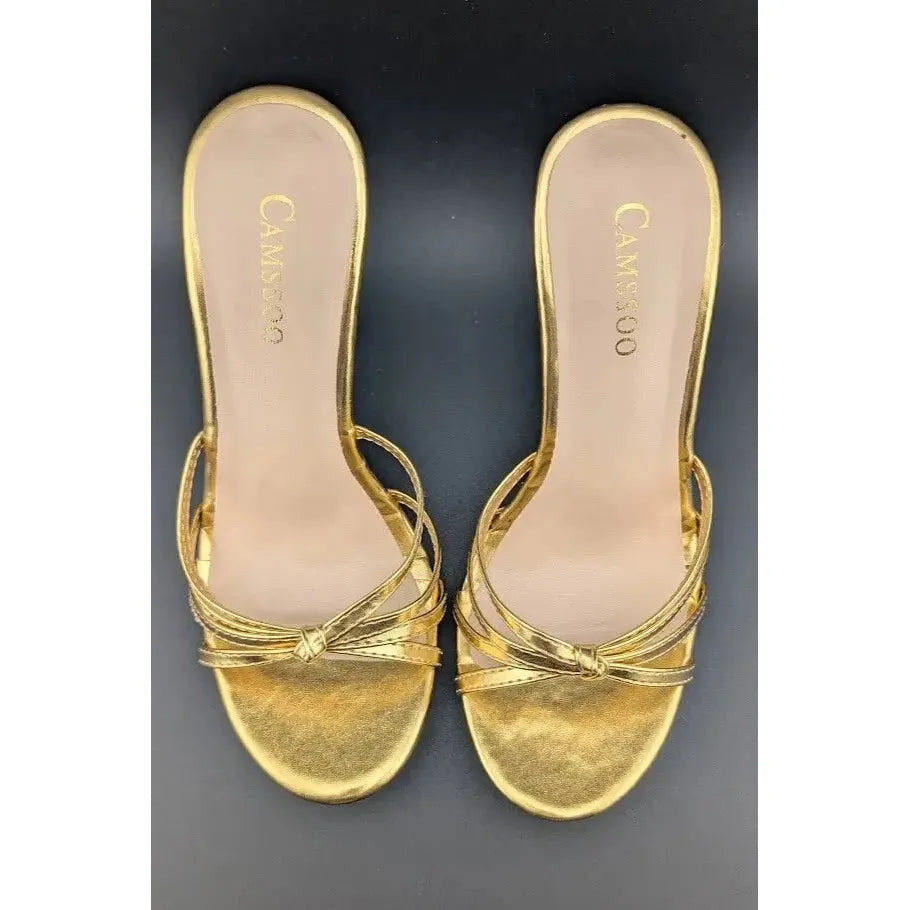 CAMSSOO Women's Size 6M Platform Heeled Mules Stiletto Sandals Open Toe Slip On - SoleComfort.shoes