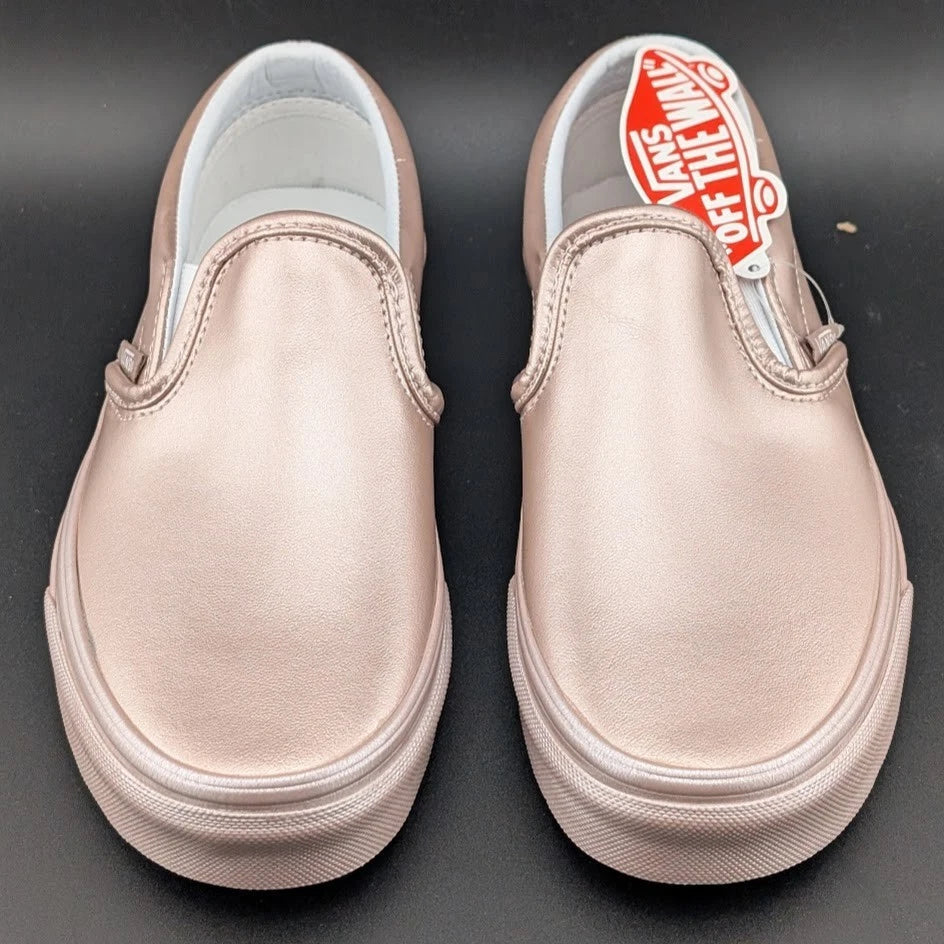 Women's Sz 6 Vans Classic Slip-on Metallic Sidewall Rose Gold VN0A38F7QTU VANS