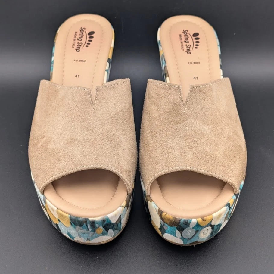 Spring Step Women's EU 41 (US 10) Floral Platform Wedge Sandal - Made In Italy SoleComfort.shoes