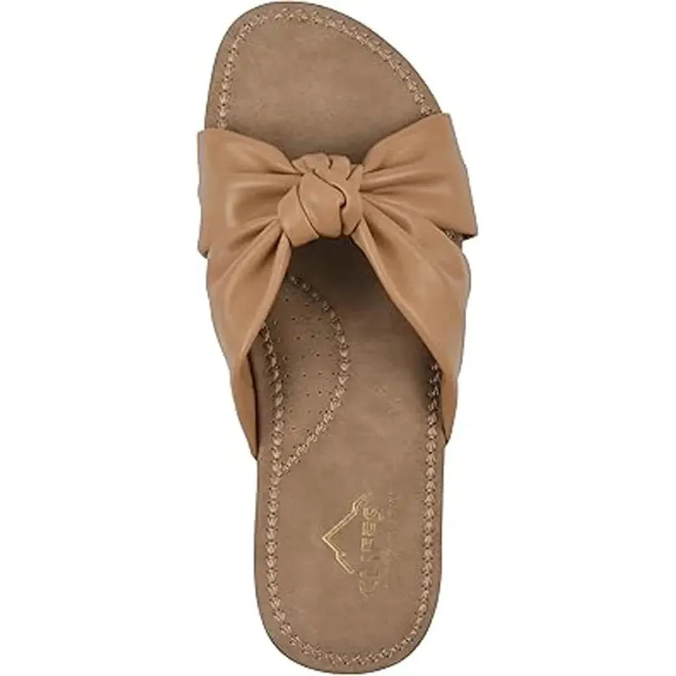 Cliffs By White Mountain Women's Favorite Knotted Slide Sandal 11M, Smooth Tan Cliffs by White Mountain
