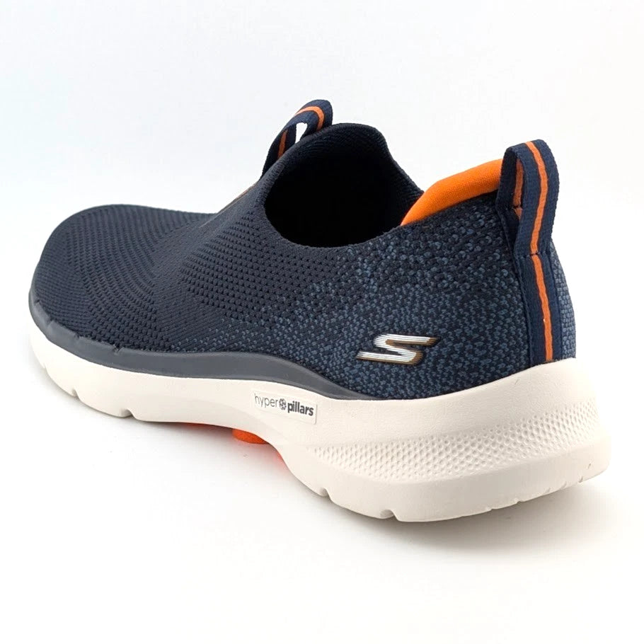 Skechers Men's Size 7 Go Walk 6 Navy-Orange Comfort Slip-On Shoe Sneaker 216202N SoleComfort.shoes