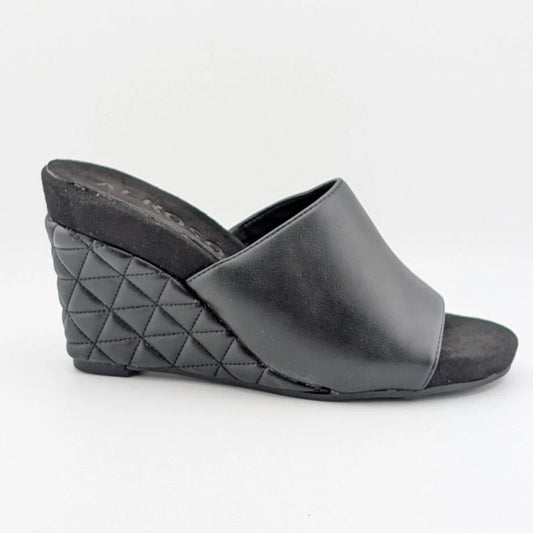 Aerosoles Women's Size 7 Wide Pierce Quilted Wedge Sandal Comfort Black Aerosoles