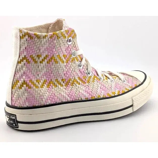 Converse Chuck Taylor All-Star Lift Platform | Women's Size 8, Men's 6 | Pink White Yellow Weave Converse