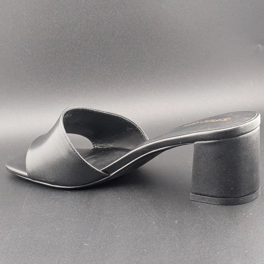 PIZZ ANNU Women's Size 9 Wide Chunky Block Heels Slip-on Mule Heels, Black SoleComfort.shoes