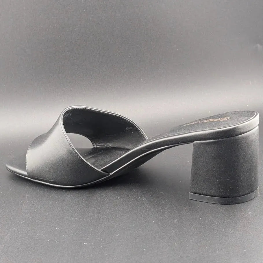 PIZZ ANNU Women's Size 9 Wide Chunky Block Heels Slip-on Mule Heels, Black SoleComfort.shoes