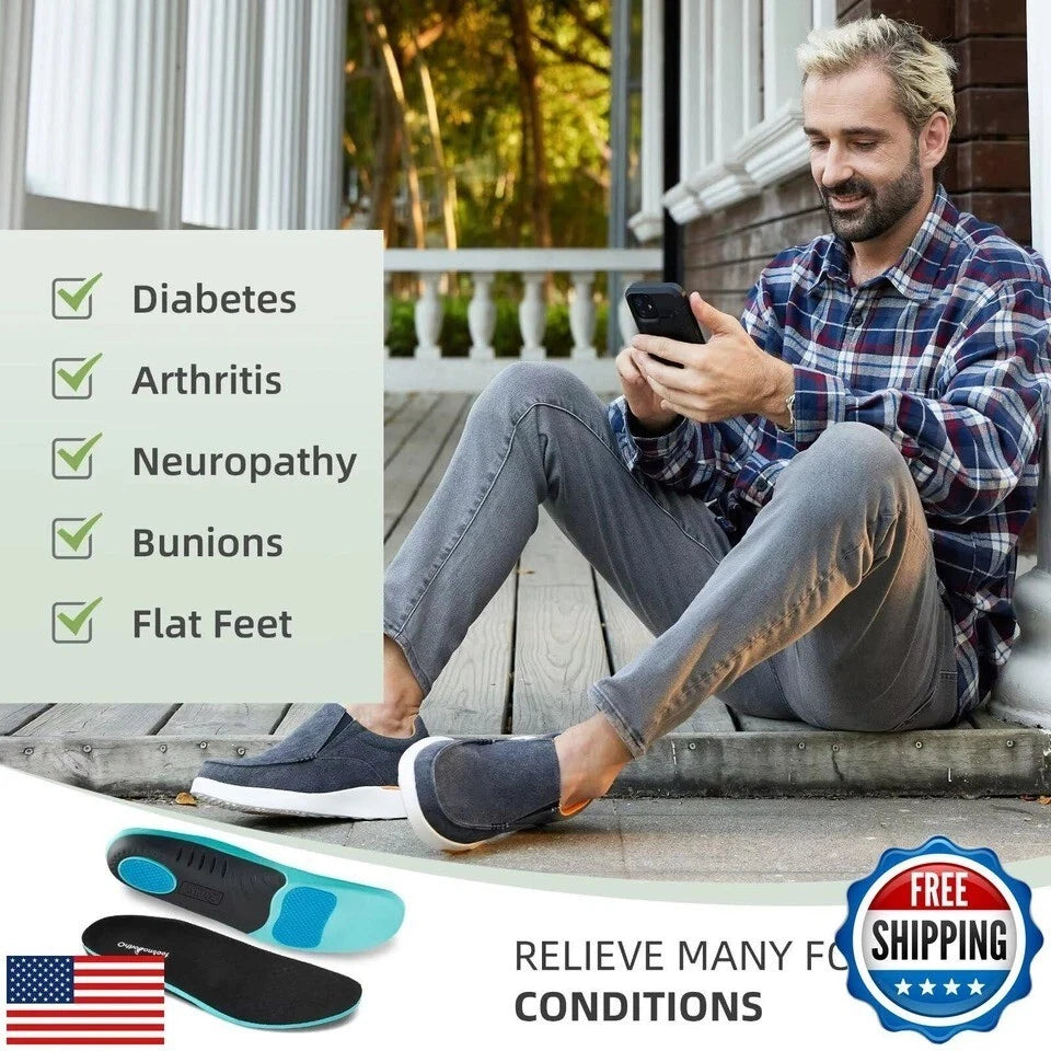 Pre-Owned OrthoComfoot Men's Orthopedic Comfy Casual Shoes Diabetic Plantar Fasciitis EU42