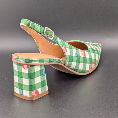 Lisa Vicky Womens 6 Zee Pointed Toe Slingback Pump Green Cherry New In Box SoleComfort.shoes