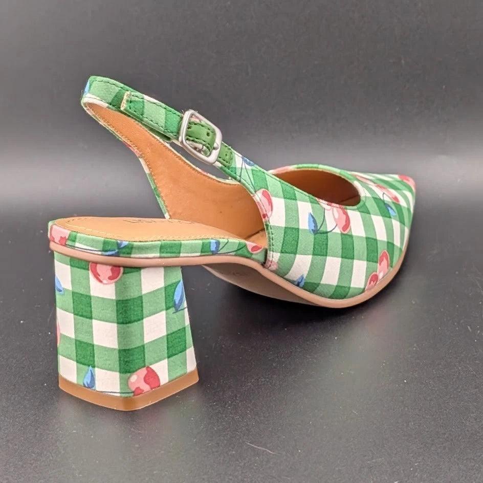 Lisa Vicky Womens 6 Zee Pointed Toe Slingback Pump Green Cherry New In Box SoleComfort.shoes