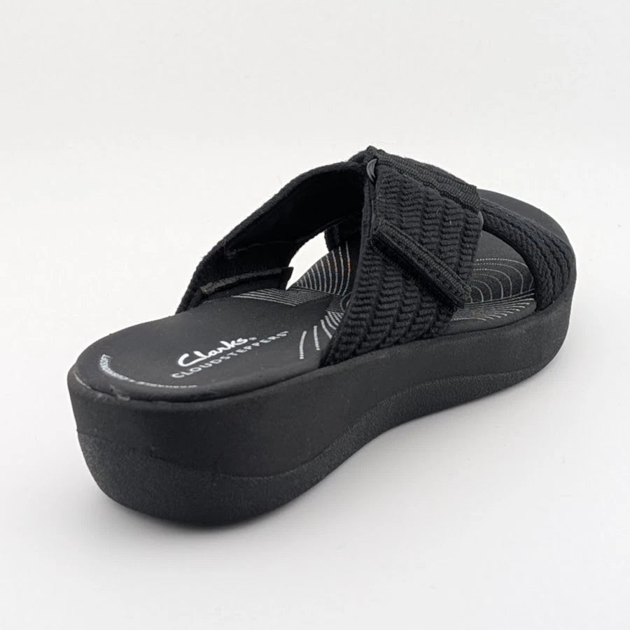 Reconditioned- Women's Clarks, Arla Wave Adjustable Sandal 76960 Black Size 6M Cloudstepper Clarks