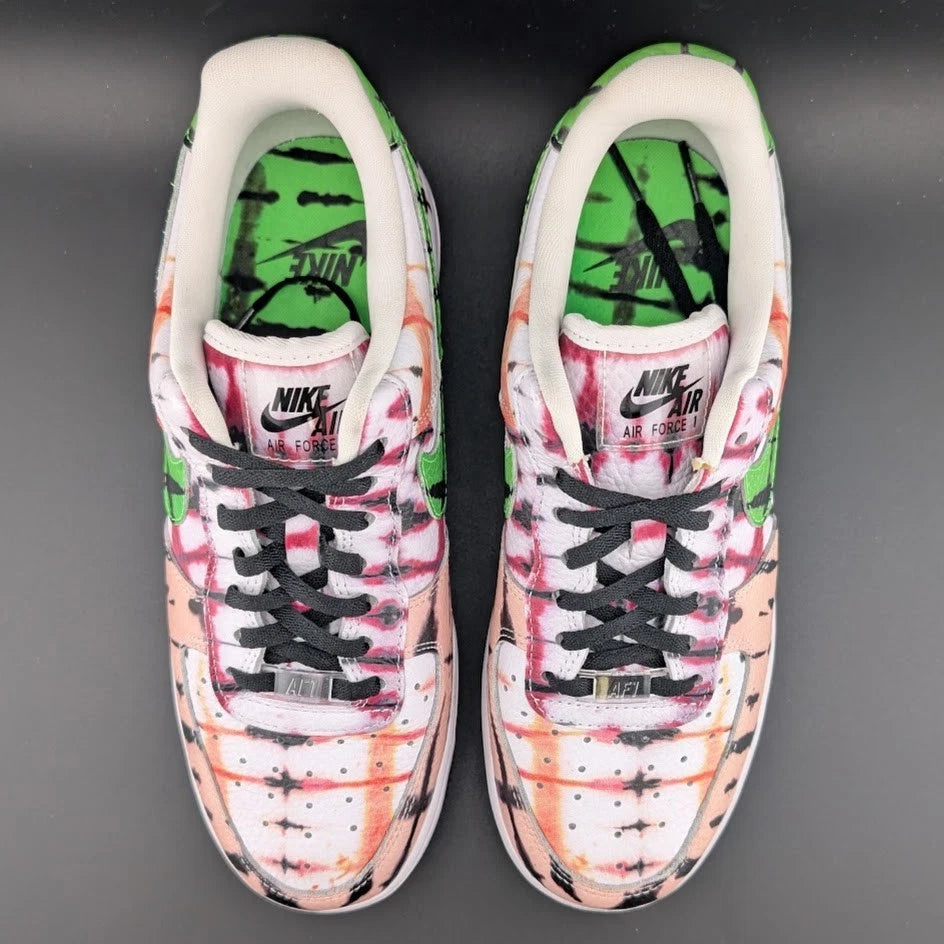 Nike Air Force 1 Low Black Tie Dye Sneakers Women's Size 7.5 A Beaut! CW1267-101 SoleComfort.shoes