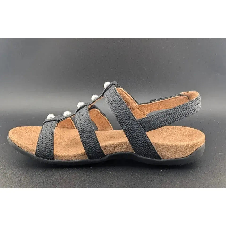 Vionic sandals Vionic Women's Size 10W Amber Pearl Black Woven Faux Leather Slide Sandals Vionic