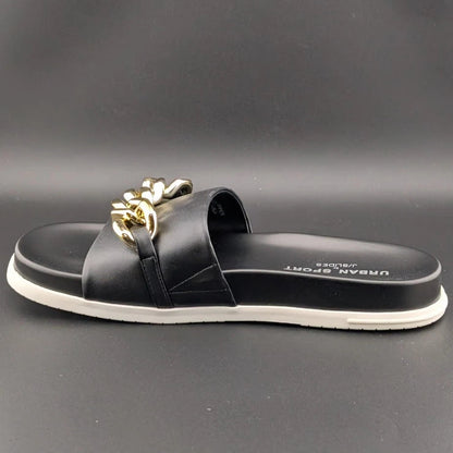 UrbanSport By J/Slides Women's Fruit Chain Comfort Sandal in Camel or Black Luxe SoleComfort.shoes