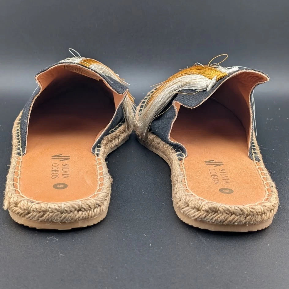 *NEW* Silvia Cobos Size 9 Womens Slip On Tassel Espadrilles Black Canvas S solecomfort.shoes ( SoleComfort.shoes