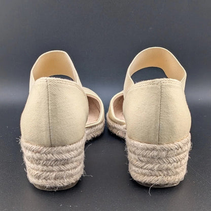 LifeStride Size 6 Wide Kaylee Espadrille Wedge Sandal Butter Denim SoleComfort.shoes