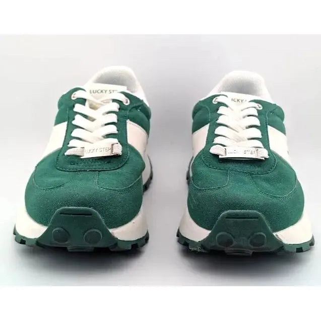 Lucky Step Women's Size 8M Retro Platform Sneaker in Green and White Lucky Step