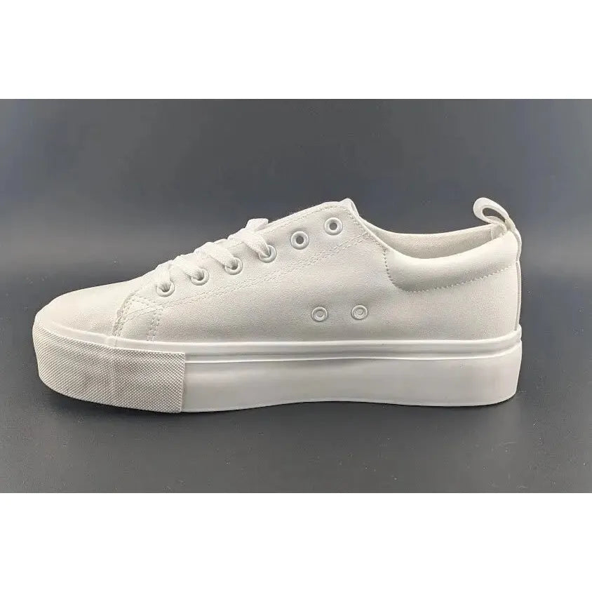 Womens Size 10 White Platform Sneakers PU Leather Platform Shoes Walking Shoes - SoleComfort.shoes