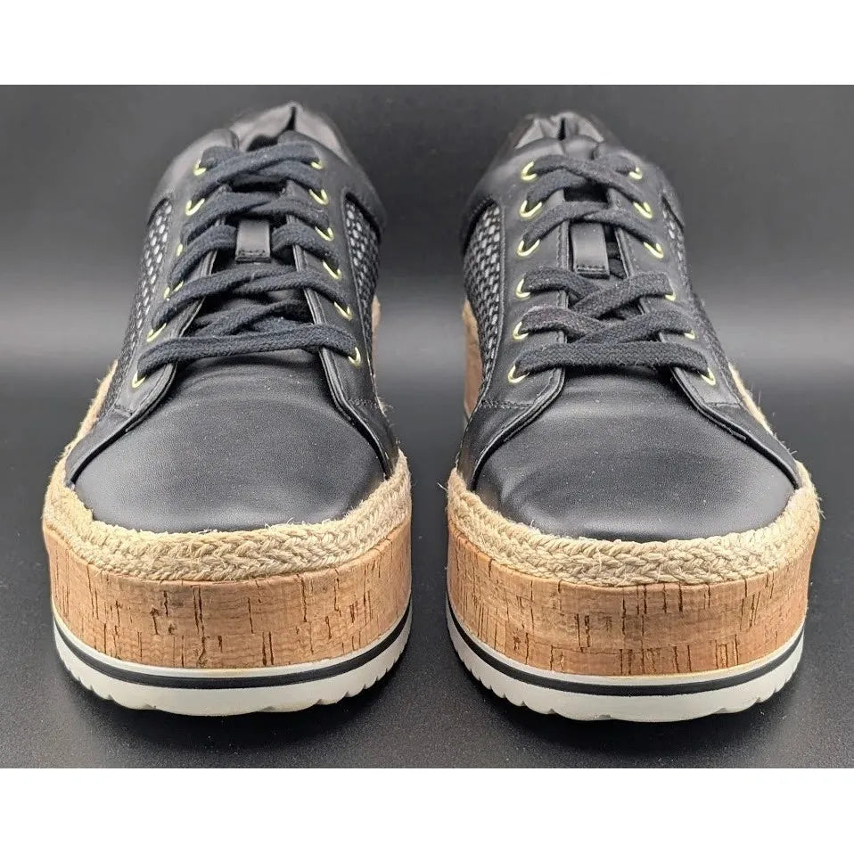 JLO Jennifer Lopez Shoes Womens Laurn Espadrille Sneaker Black Faux Leather SoleComfort.shoes