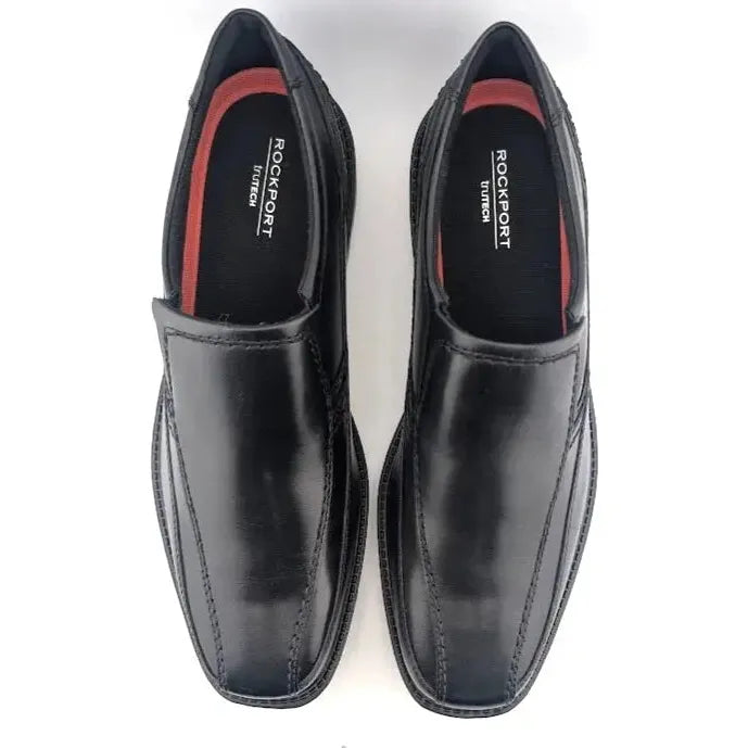 Rockport Men's Leader 2 Bike Slip-on Men's Size 10W Black Leather Dress Shoe - SoleComfort.shoes