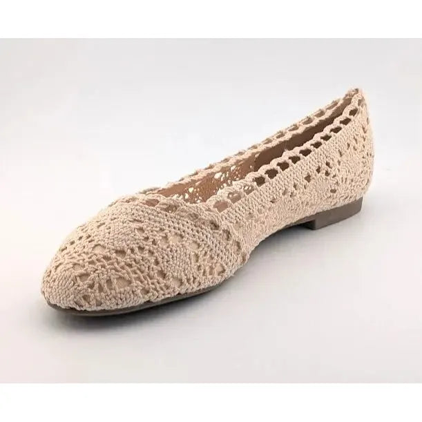 Fever Sole Women's Ivory Crochet Lace Ballet Flats Size 8.5 M Round Toe Shoes Fever Sole