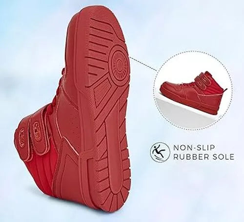 LUCKY STEP Women's Red High Top Fashion Sneakers Basketball Court Strap Size 6