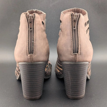 Sugar Size 8 Women's Western Bootie Sandal w/ 3.25" Chunky Heel Open Toe Strappy SoleComfort.shoes