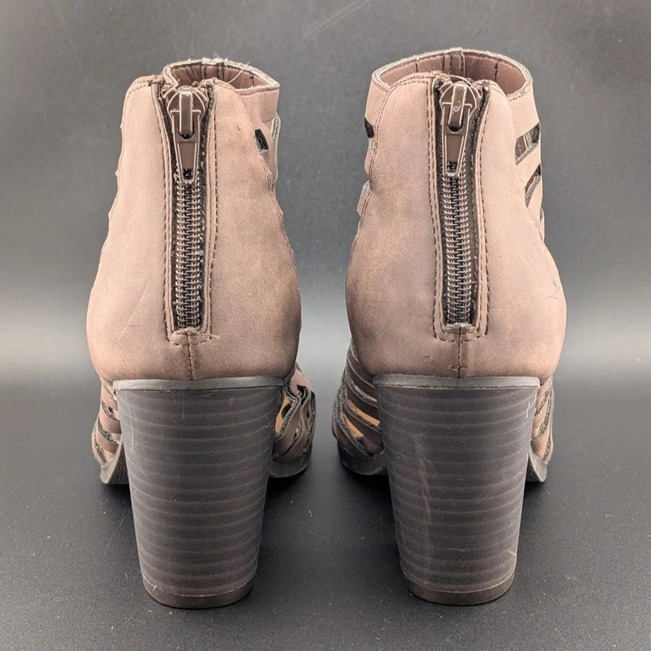 Sugar Size 8 Women's Western Bootie Sandal w/ 3.25" Chunky Heel Open Toe Strappy SoleComfort.shoes